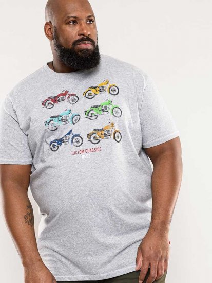 D555 Bathurst Custom Classics Motorbike Printed T-Shirt Grey - Herren-T-Shirts - Herren-T-Shirts in großen Größen