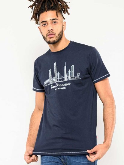 D555 Randwick San Francisco Printed T-Shirt Navy - Herren-T-Shirts - Herren-T-Shirts in großen Größen