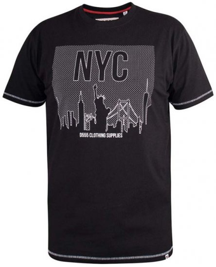 D555 Willoughby NYC Dot Printed T-Shirt Black - Herren-T-Shirts - Herren-T-Shirts in großen Größen