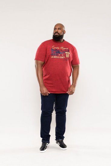 D555 Brisbane Santa Monica Route 66 Printed T-Shirt Red - Herren-T-Shirts - Herren-T-Shirts in großen Größen