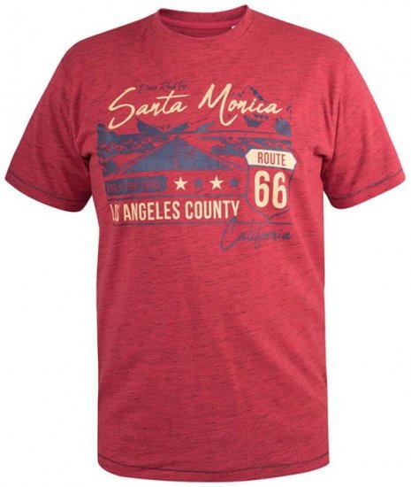 D555 Brisbane Santa Monica Route 66 Printed T-Shirt Red - Herren-T-Shirts - Herren-T-Shirts in großen Größen