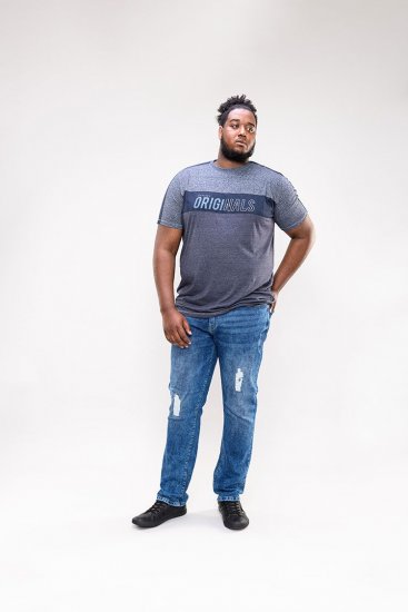 D555 Anson Originals Printed T-shirt Denim Marl - Herren-T-Shirts - Herren-T-Shirts in großen Größen