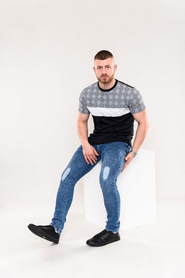 D555 Vista Couture Cut And Sew Curved Hem T-Shirt - Herren-T-Shirts - Herren-T-Shirts in großen Größen