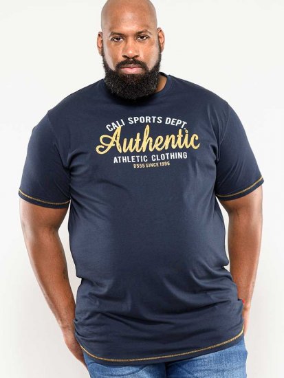 D555 Jasper Authentic Printed T-shirt Navy - Herren-T-Shirts - Herren-T-Shirts in großen Größen