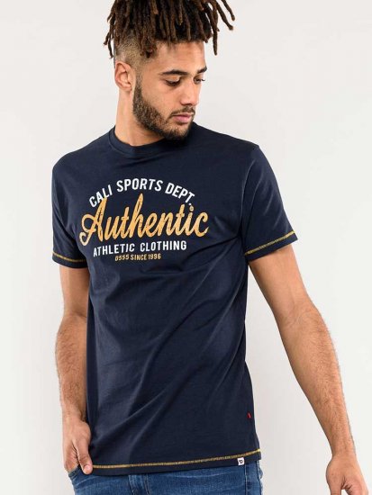 D555 Jasper Authentic Printed T-shirt Navy - Herren-T-Shirts - Herren-T-Shirts in großen Größen
