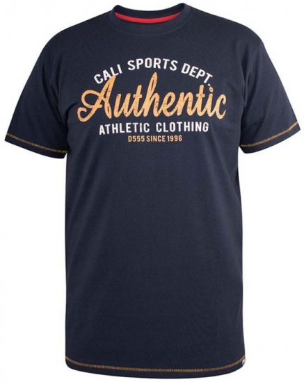D555 Jasper Authentic Printed T-shirt Navy - Herren-T-Shirts - Herren-T-Shirts in großen Größen