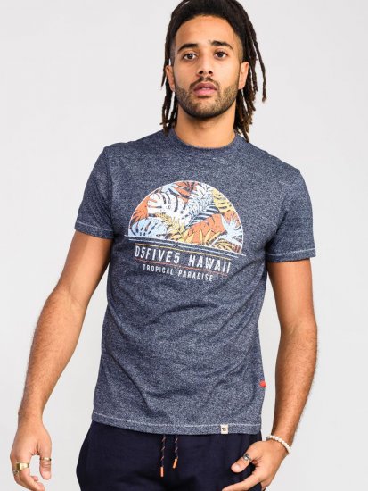 D555 Upton Hawaii Leaf Printed T-Shirt - Herren-T-Shirts - Herren-T-Shirts in großen Größen