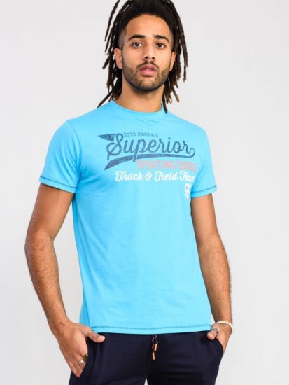D555 Rushden Superior Printed T-Shirt Turquoise - Herren-T-Shirts - Herren-T-Shirts in großen Größen