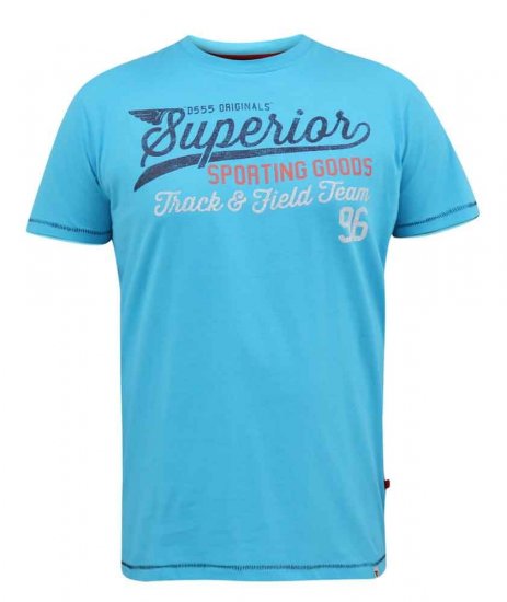 D555 Rushden Superior Printed T-Shirt Turquoise - Herren-T-Shirts - Herren-T-Shirts in großen Größen