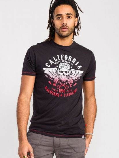 D555 Charles California Rebel Skull Printed T-Shirt - Herren-T-Shirts - Herren-T-Shirts in großen Größen