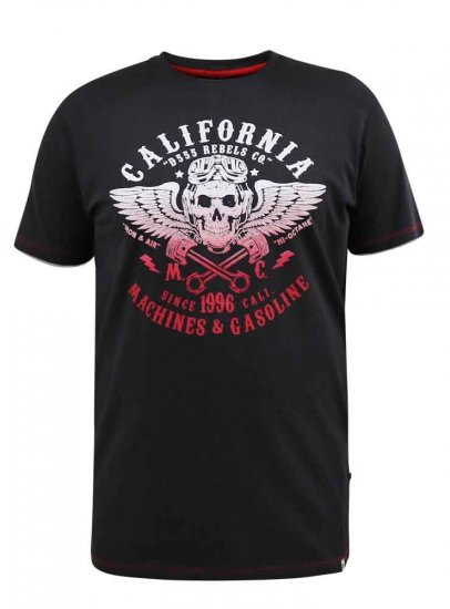 D555 Charles California Rebel Skull Printed T-Shirt - Herren-T-Shirts - Herren-T-Shirts in großen Größen