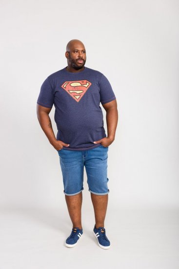 D555 Scampton Official Superman Printed T-Shirt Navy - Herren-T-Shirts - Herren-T-Shirts in großen Größen