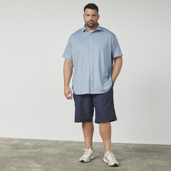 North Latitude 61116 Meliertes Piqué-Kurzarmshirt Blau - Polo-shirts für herren - Polo-Shirts für Herren in großen Größen