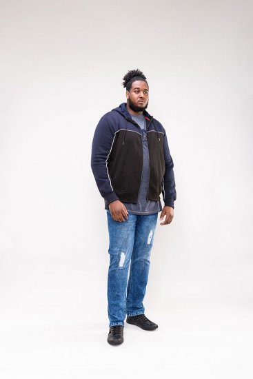 D555 Vincent Full Zip Hoody With Chest And Sleeve Piping Detail - Herren-sweater und -hoodies - Herren-Sweater und -Hoodies in großen Größen