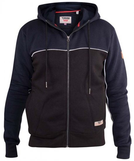 D555 Vincent Full Zip Hoody With Chest And Sleeve Piping Detail - Herren-sweater und -hoodies - Herren-Sweater und -Hoodies in großen Größen