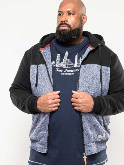 D555 Allen Zip Through Hoody With Sherpa Lining - Herren-sweater und -hoodies - Herren-Sweater und -Hoodies in großen Größen