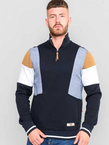 D555 Kenington Cut And Sew Half Zipper Sweatshirt - Herren-sweater und -hoodies - Herren-Sweater und -Hoodies in großen Größen