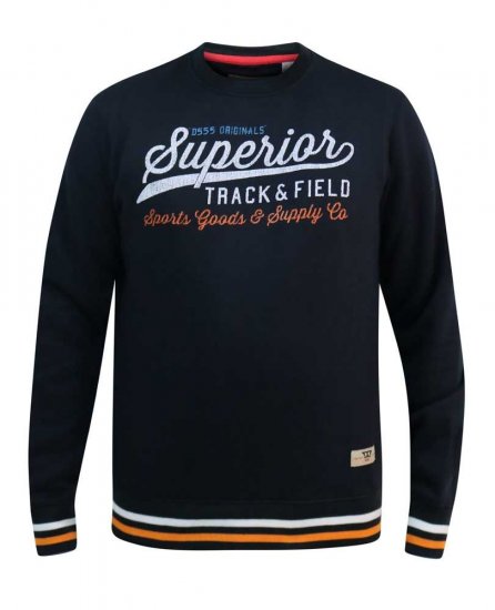 D555 Marlow Printed Crew Neck Sweatshirt Navy - Herren-sweater und -hoodies - Herren-Sweater und -Hoodies in großen Größen