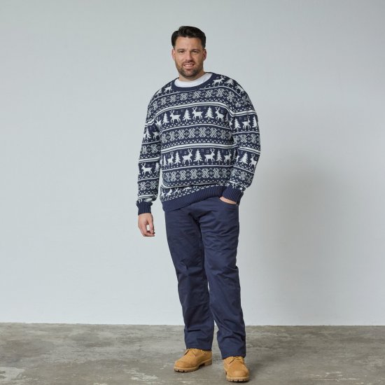 North Latitude 63144 Fjell Reindeer Knit Navyblau - Herren-sweater und -hoodies - Herren-Sweater und -Hoodies in großen Größen