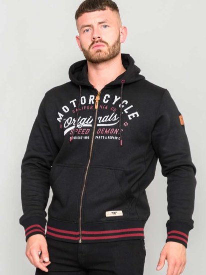 D555 Patrick Full Zip Hoody With 'Motorcycle' Chest Print - Herren-sweater und -hoodies - Herren-Sweater und -Hoodies in großen Größen