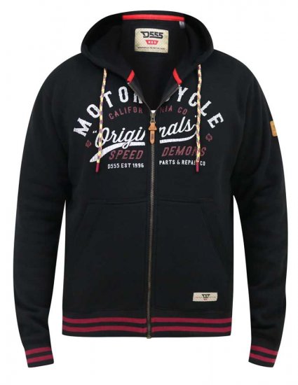D555 Patrick Full Zip Hoody With 'Motorcycle' Chest Print - Herren-sweater und -hoodies - Herren-Sweater und -Hoodies in großen Größen