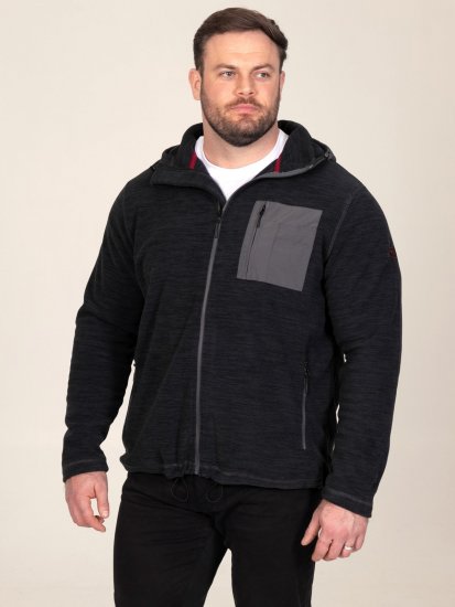 D555 Damien Micro Fleece Zip Through Hoody Schwarz/Grau - Herren-sweater und -hoodies - Herren-Sweater und -Hoodies in großen Größen