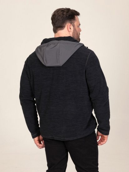 D555 Damien Micro Fleece Zip Through Hoody Schwarz/Grau - Herren-sweater und -hoodies - Herren-Sweater und -Hoodies in großen Größen