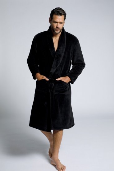 JP1880 Bathrobe with Spacious Patch Pockets Black - Herrenunterwäsche & bademode - Herrenunterwäsche & Bademode in großen Größen