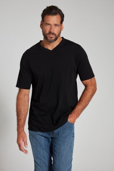JP1880 702415 T-Shirt mit V-Ausschnitt Schwarz - Herren-T-Shirts - Herren-T-Shirts in großen Größen