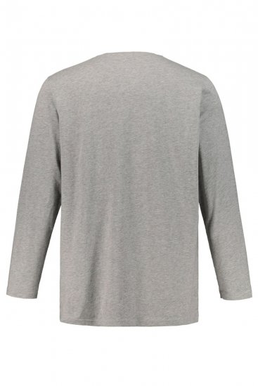 JP1880 702555 Langarm Henley-Shirt Grau meliert - Herren-T-Shirts - Herren-T-Shirts in großen Größen