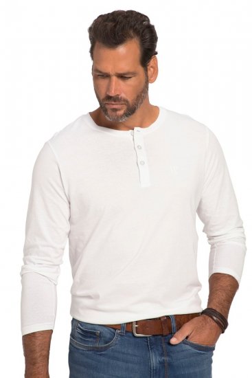 JP1880 702555 Langarm Henley-Shirt Weiß - Herren-T-Shirts - Herren-T-Shirts in großen Größen