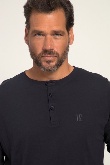 JP1880 702555 Langarm Henley-Shirt Dunkelblau - Herren-T-Shirts - Herren-T-Shirts in großen Größen