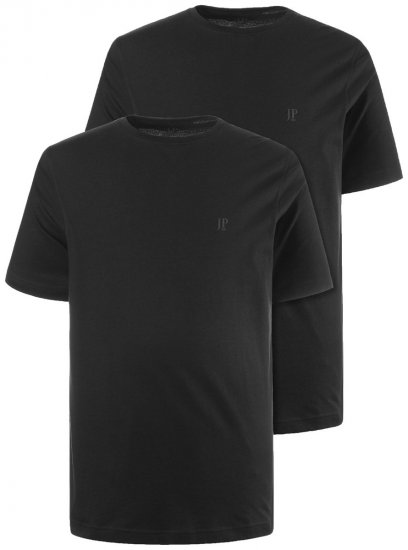 JP1880 702637 T-Shirt mit Rundhals Doppelpack Schwarz - Herren-T-Shirts - Herren-T-Shirts in großen Größen