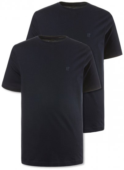 JP1880 702637 T-Shirt mit Rundhals Doppelpack Dunkelblau - Herren-T-Shirts - Herren-T-Shirts in großen Größen