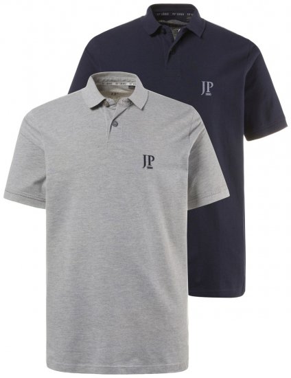 JP1880 704317 Poloshirt Doppelpack Dunkelblau/Grau meliert - Polo-shirts für herren - Polo-Shirts für Herren in großen Größen
