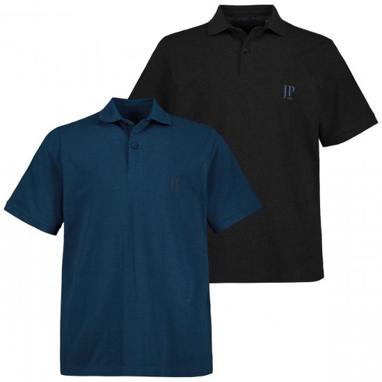 JP1880 704317 Poloshirt Doppelpack Mittelblau - Polo-shirts für herren - Polo-Shirts für Herren in großen Größen