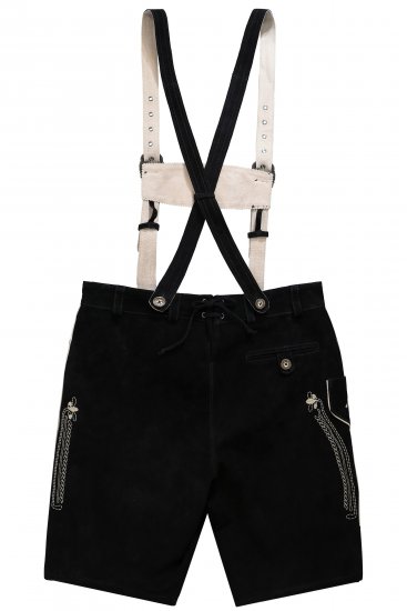 JP1880 Genuine Leather Traditional Lederhosen Shorts Black - Herrenshorts - Herrenshorts in großen Größen