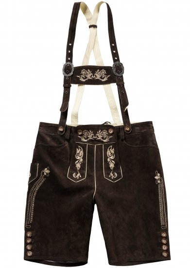 JP1880 Genuine Leather Traditional Lederhosen Shorts Brown - Herrenshorts - Herrenshorts in großen Größen