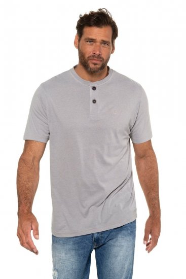 JP1880 708420 Henley-Shirt Doppelpack Grau meliert - Herren-T-Shirts - Herren-T-Shirts in großen Größen