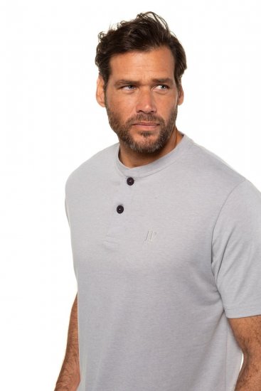 JP1880 708420 Henley-Shirt Doppelpack Grau meliert - Herren-T-Shirts - Herren-T-Shirts in großen Größen