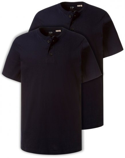 JP1880 708420 Henley-Shirt Doppelpack Dunkelblau - Herren-T-Shirts - Herren-T-Shirts in großen Größen