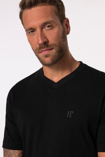 JP1880 711318 T-Shirt mit V-Ausschnitt Doppelpack Schwarz - Herren-T-Shirts - Herren-T-Shirts in großen Größen