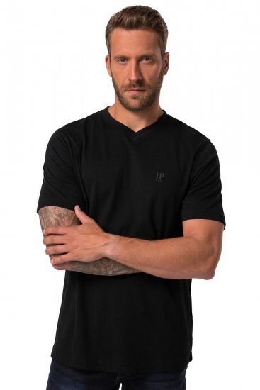 JP1880 711318 T-Shirt mit V-Ausschnitt Doppelpack Schwarz - Herren-T-Shirts - Herren-T-Shirts in großen Größen