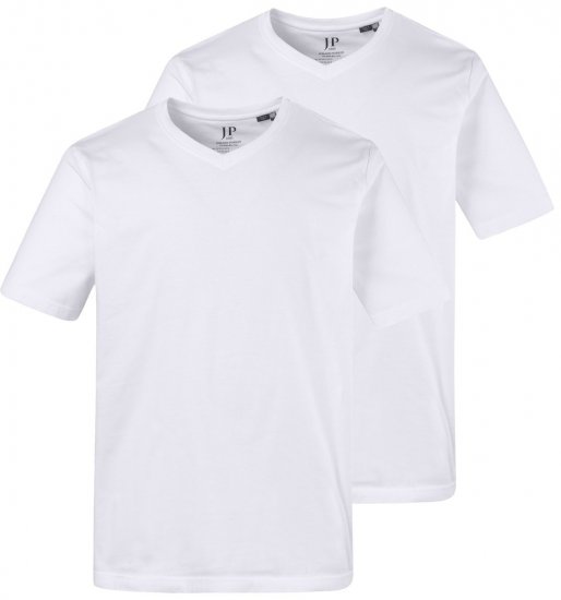 JP1880 711318 T-Shirt mit V-Ausschnitt Doppelpack Weiß - Herren-T-Shirts - Herren-T-Shirts in großen Größen