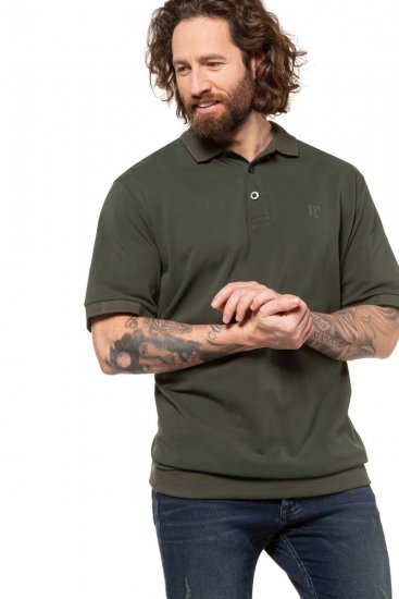 JP1880 712617 Poloshirt mit Bauchfit Dunkeloliv - Polo-shirts für herren - Polo-Shirts für Herren in großen Größen