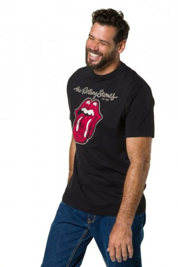 JP1880 Rolling Stones Graphic Band Comfort Fit T-Shirt Black - Herren-T-Shirts - Herren-T-Shirts in großen Größen