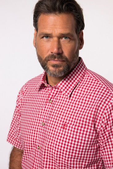 JP1880 Shirt Traditional Checked Short Sleeve Red - Herrenhemden - Herrenhemden in großen Größen