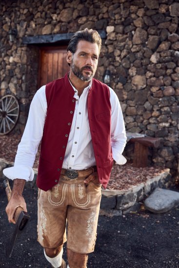 JP1880 Premium Goat Suede Staghorn Embroidery Shorts Leather Brown - Herrenshorts - Herrenshorts in großen Größen