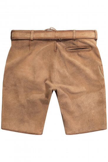 JP1880 Premium Goat Suede Staghorn Embroidery Shorts Leather Brown - Herrenshorts - Herrenshorts in großen Größen