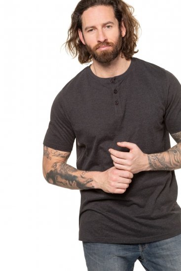 JP1880 726695 Henley-Shirt Dunkelgrau - Herren-T-Shirts - Herren-T-Shirts in großen Größen